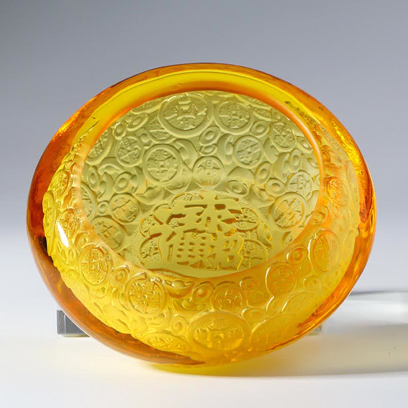 Handmade Liuli Crystal Treasure Bowl Ingots Art Piece Home Decoration - image 14