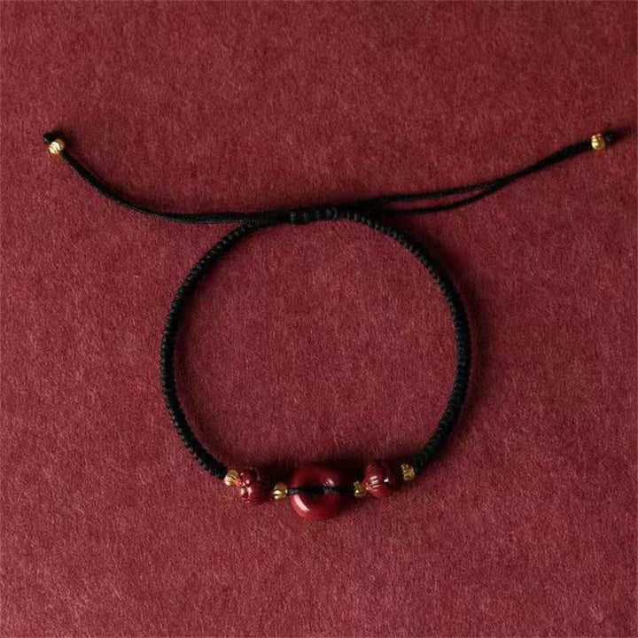 Buddha Stones Handmade Lotus Cinnabar Peace Buckle Blessing Braid Bracelet - image 18