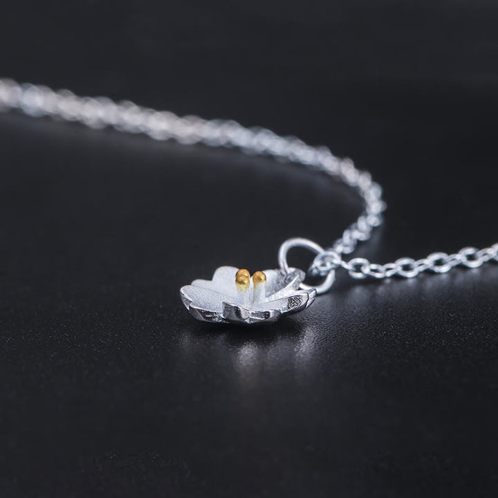 Buddha Stones 925 Sterling Silver Cherry Blossom Flower Blessing Necklace Pendant - image 5