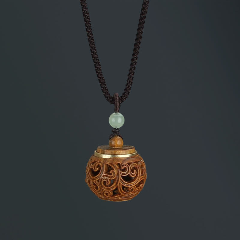 Buddha Stones Tibet Green Sandalwood Rosewood Om Mani Padme Hum Lotus Positive Soothing Necklace Pendant - Round Bottle Green Sandalwood - image 17