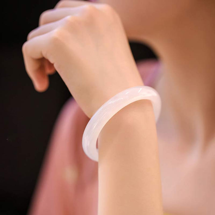 Buddha Stones Natural Chalcedony Harmony Positive Bracelet Bangle - image 5