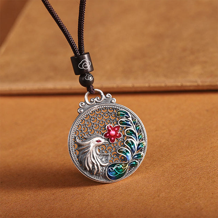 Buddha Stones 990 Sterling Silver Phoenix Luck Protection Necklace Pendant - Phoenix(Luck♥Strength) - image 0