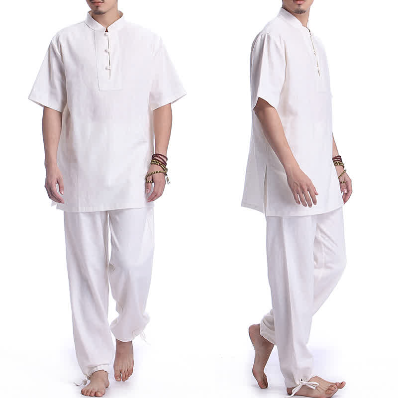 Spiritual Zen Meditation Prayer Practice Cotton Linen Clothing Men's Set