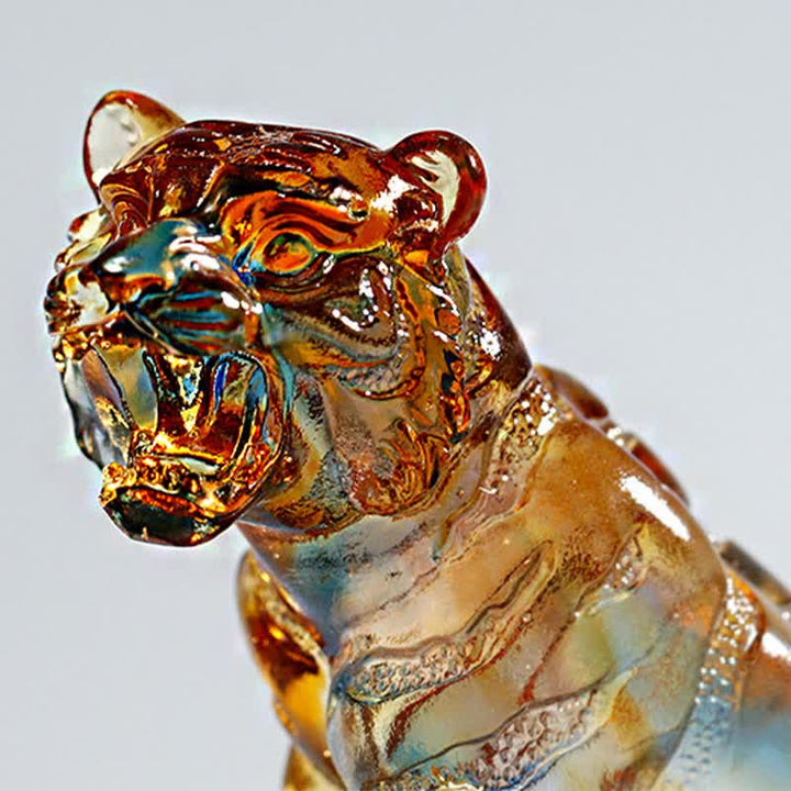 Handmade Liuli Crystal Tiger Art Piece Protection Home Decoration - image 5