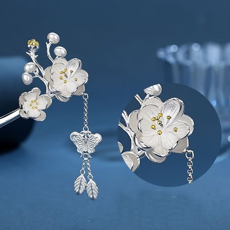 Plum Blossom Butterfly Love Freedom Tassel Hairpin - image 8