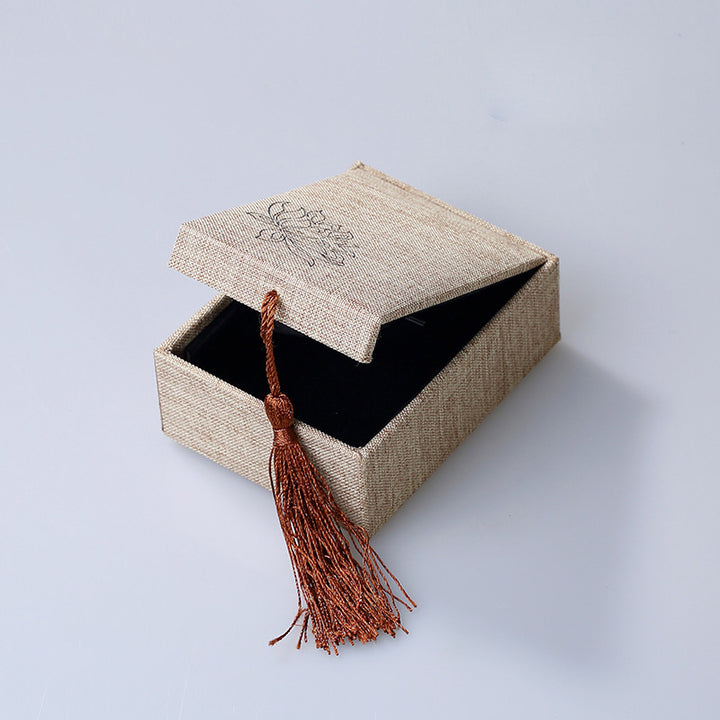 Buddha Stones Lotus Pattern Jewelry Storage Box Gift Box Tassels - Pendant Box (100*75*38mm) - image 4