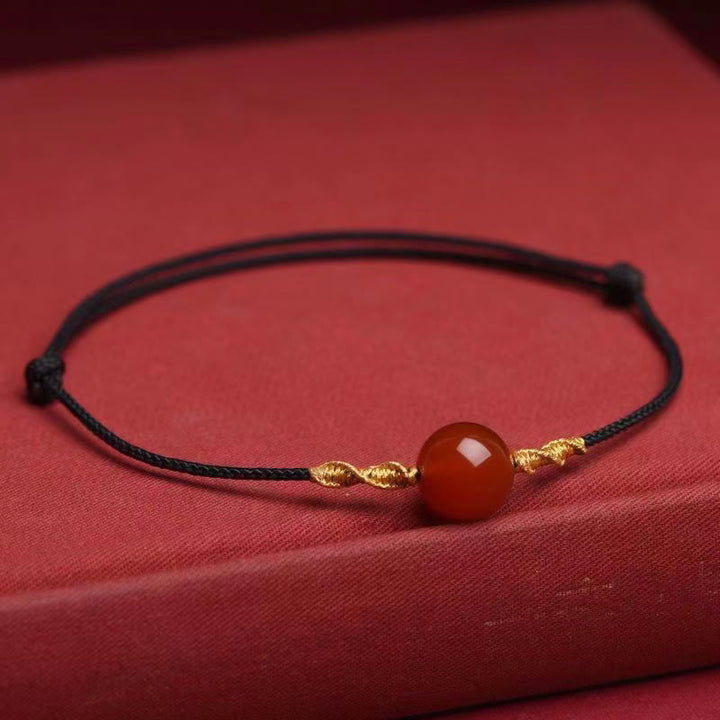 Buddha Stones Natural Red Agate Cat Eye Calm Braided String Bracelet Necklace Pendant - Red Agate Black Rope Bracelet(Wrist Circumference 13-19cm) - image 15