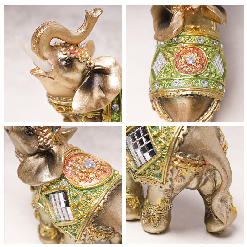 Buddha Stones Lucky Feng Shui Green Elephant Statue Sculpture Wealth Figurine Gift Home Decoration - image 5