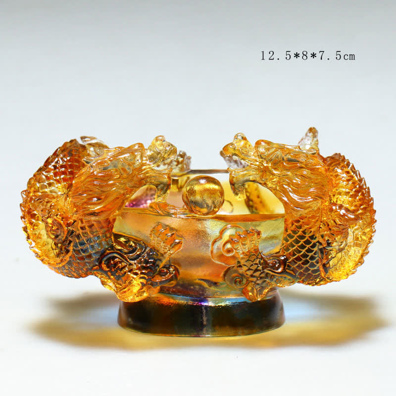 Feng Shui Chinese Zodiac Dragon Handmade Liuli Crystal Art Piece Protection Home Office Decoration - Small 12.5*8*7.5cm - image 1