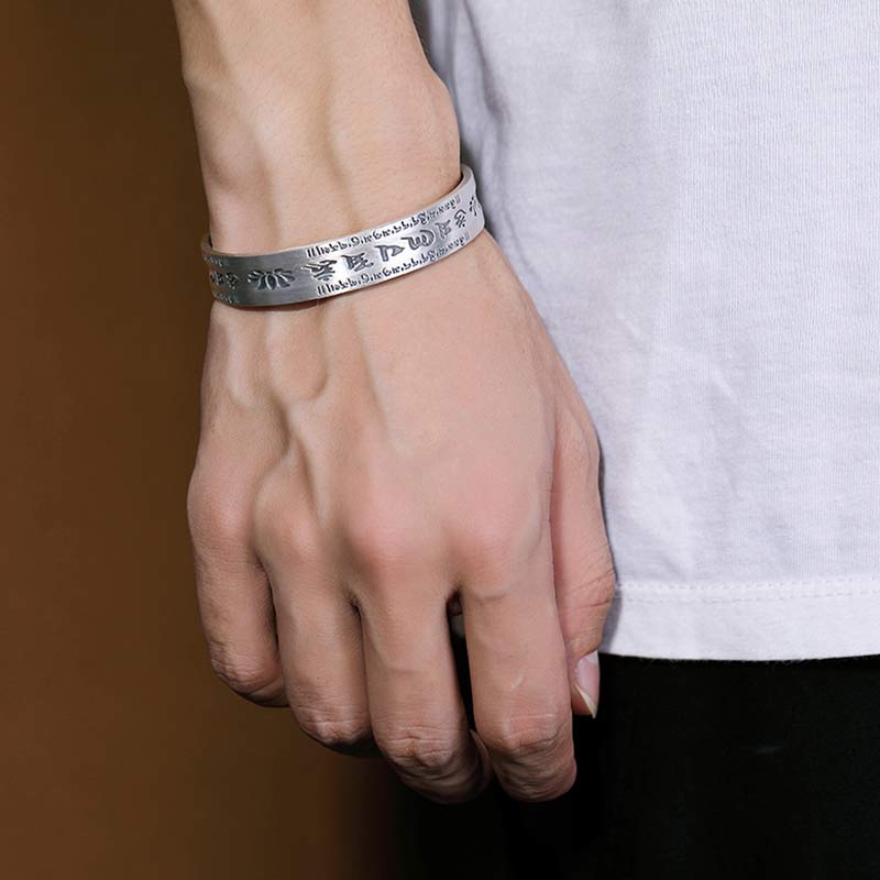 999 Sterling Silver Om Mani Padme Hum Lotus Wisdom Bracelet Bangle - image 6