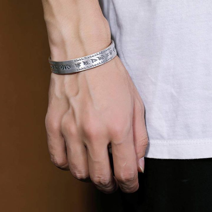 999 Sterling Silver Om Mani Padme Hum Lotus Wisdom Bracelet Bangle - image 6
