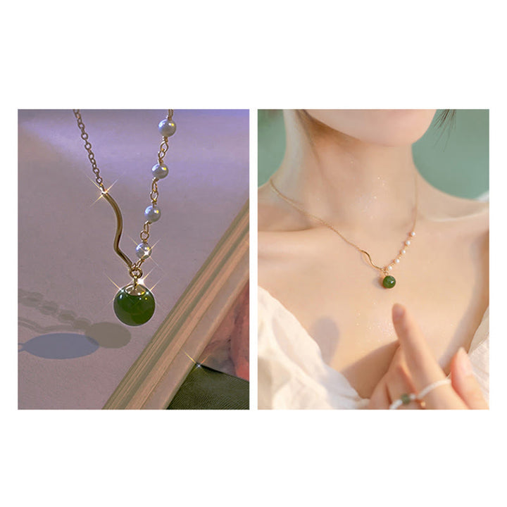 Buddha StonesNatural Hetian Jade Pearl Luck Bead Necklace Pendant - image 12