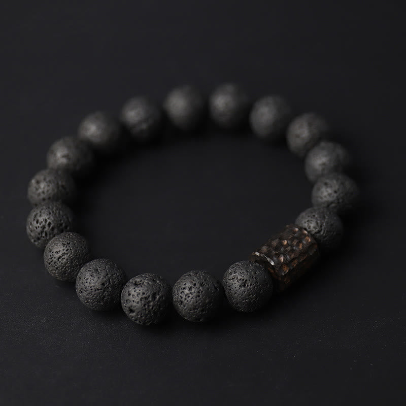 Buddha Stones "Wishing Strength to Rise from Within" Lava Rock Bracelet Includes Gift Message Card - image 3