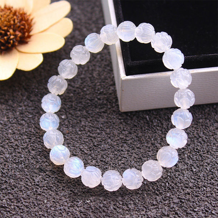 Buddha Stones Natural Moonstone Lotus Love Bracelet - image 4