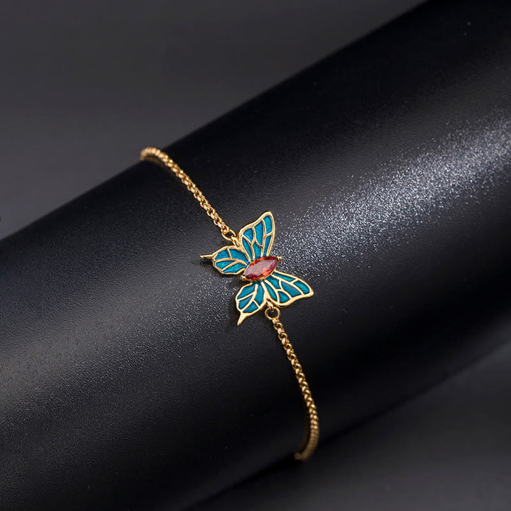 Buddha Stones 925 Sterling Silver Butterfly Zircon Love Chain Bracelet - Feng Shui Butterfly(Love♥Freedom) - image 0
