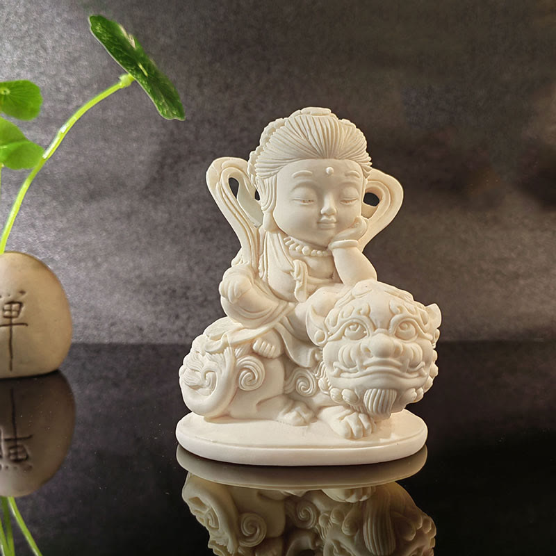 Buddha Stones Mini Ivory Fruit Tathagata Buddha Lotus Kwan Yin Avalokitesvara Manjusri Samantabhadra Serenity Desk Decoration