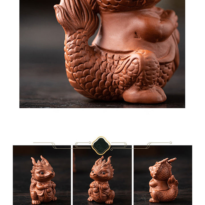 Buddha Stones Luck Dragon Wealth Tea Pet Purple Clay Figurine Decoration - image 14