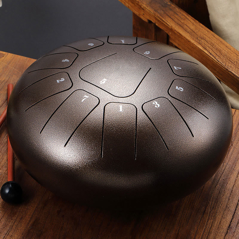 Buddha Stones Steel Tongue Drum Sound Healing Mindfulness Meditation Yoga Drum Kit 11 Note 8 Inch - RosyBrown - image 18