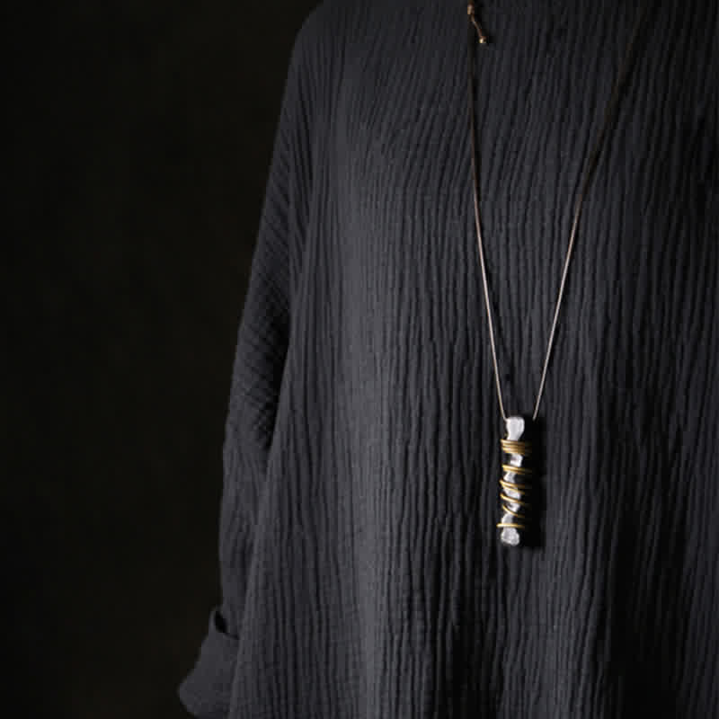 Buddha Stones Tibet Ebony Wood Copper Balance Peace Necklace Pendant - image 12