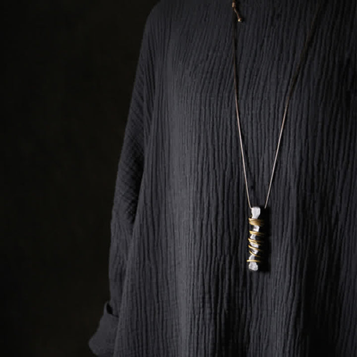 Buddha Stones Tibet Ebony Wood Copper Balance Peace Necklace Pendant - image 12