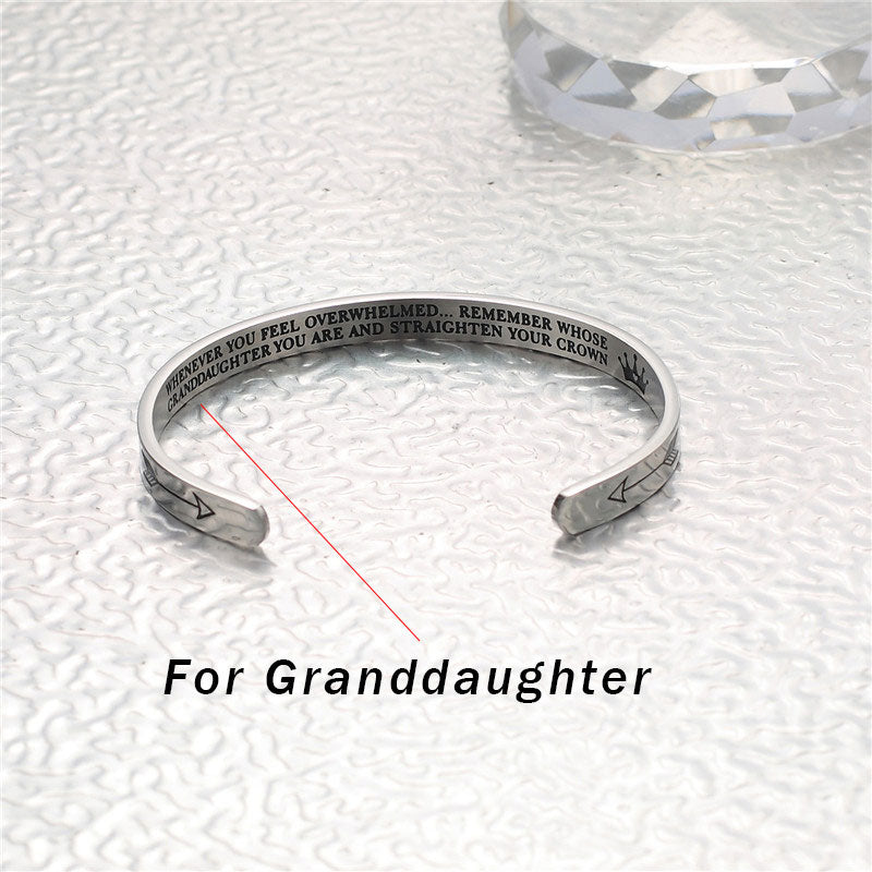 Buddha Stones Inspirational Bracelets Personalized Gift for Her Him Engraved Mantra Cuff Bangle Crown Jewelry - For granddaughter - image 6