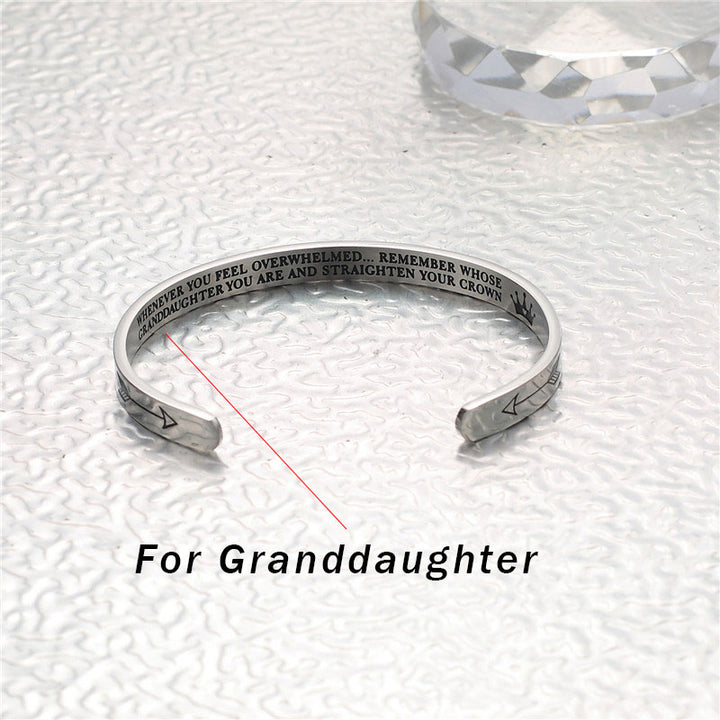 Buddha Stones Inspirational Bracelets Personalized Gift for Her Him Engraved Mantra Cuff Bangle Crown Jewelry - For granddaughter - image 6