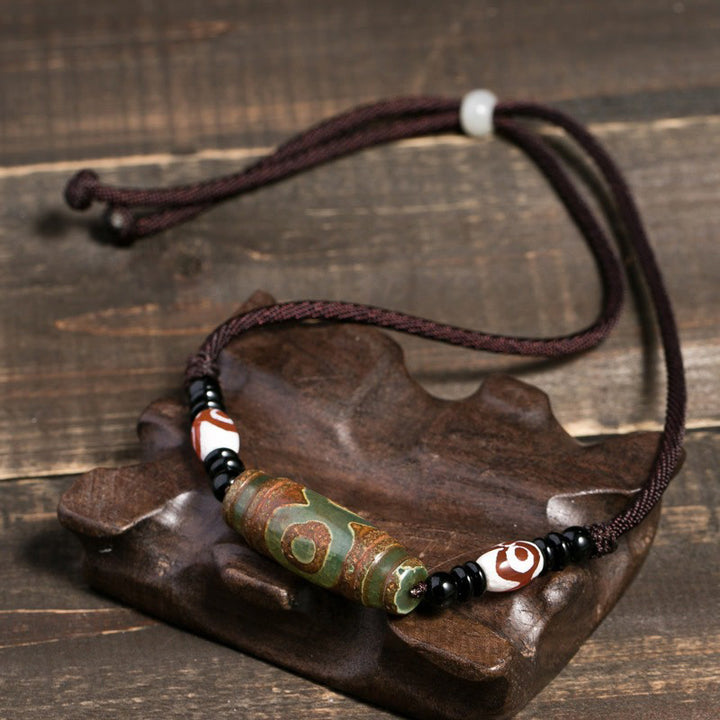 Buddha Stones Tibetan Nine-Eye Dzi Bead Protection String Necklace - image 5
