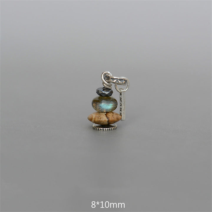 Buddha Stones Zen Cairn Labradorite Various Crystals Calm Pendant Necklace - Hematite&Labradorite&Landscape Stone Pendant 8*10mm - image 10