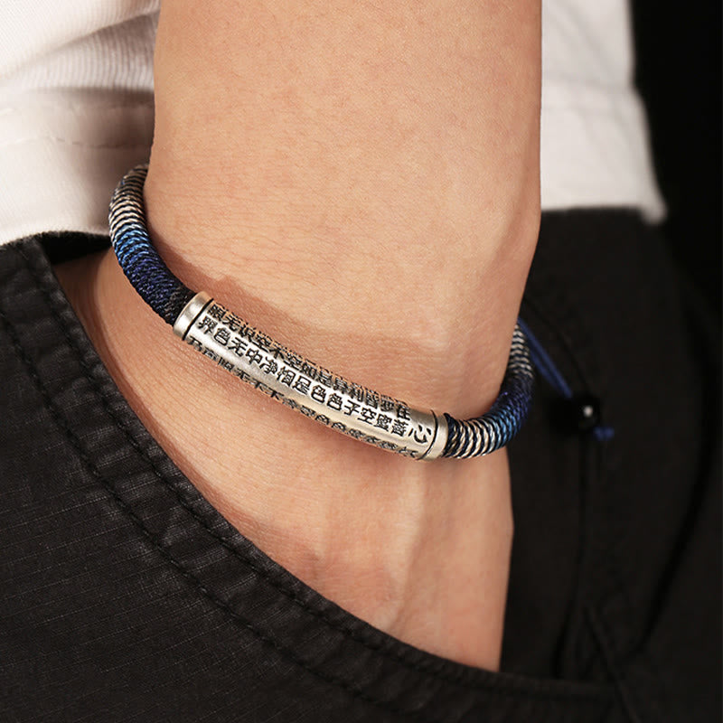 Buddha Stones 999 Sterling Silver Heart Sutra Calm Handmade Braided Bracelet - image 8