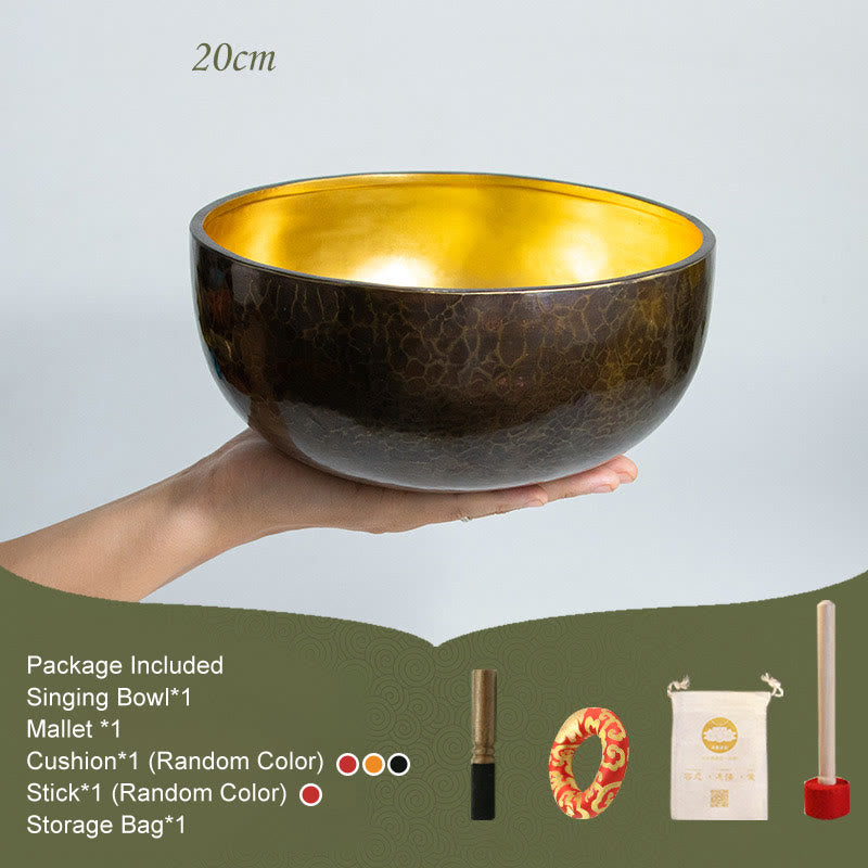 Tibetan Meditation Sound Bowl Handcrafted Healing Yoga Mindfulness Singing Bowl Set - 20cm - image 4