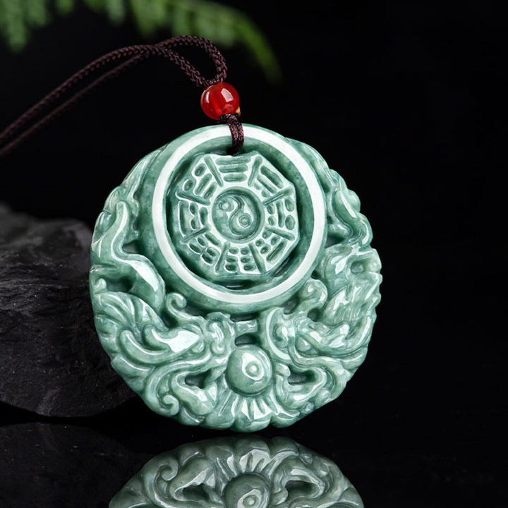 Buddha Stones Dragon Jade Yin Yang Balance Necklace String Pendant - image 5