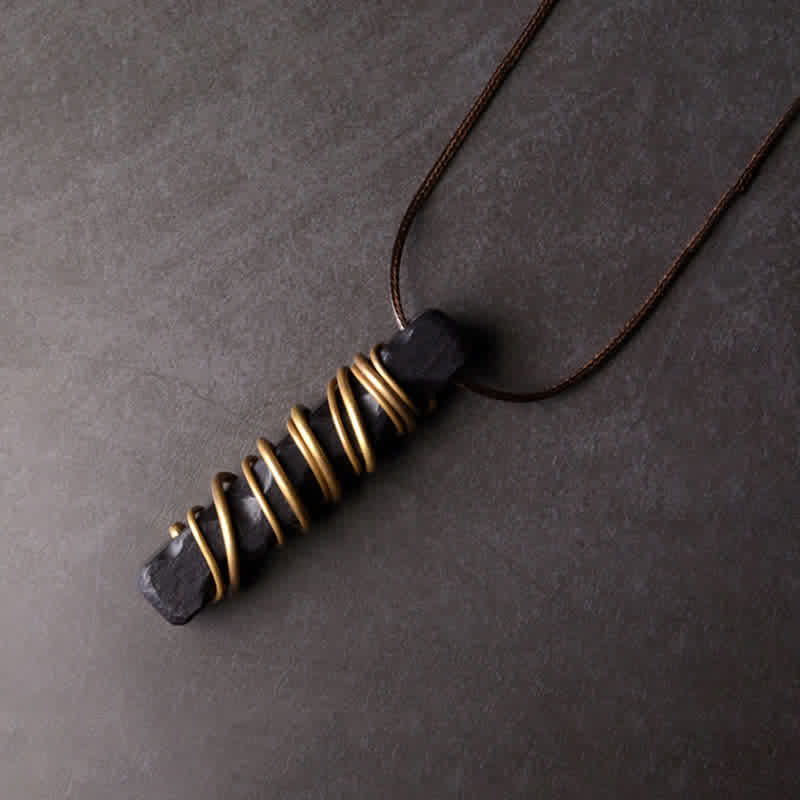 Buddha Stones Tibet Ebony Wood Copper Balance Peace Necklace Pendant - Ebony Wood (Balance ♥ Calm) - image 2