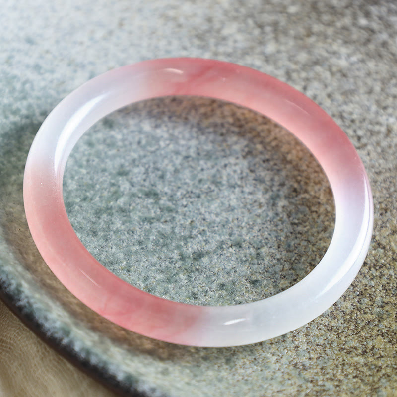 Buddha Stones Pink Golden Silk Jade Wealth Bracelet Bangle - image 2