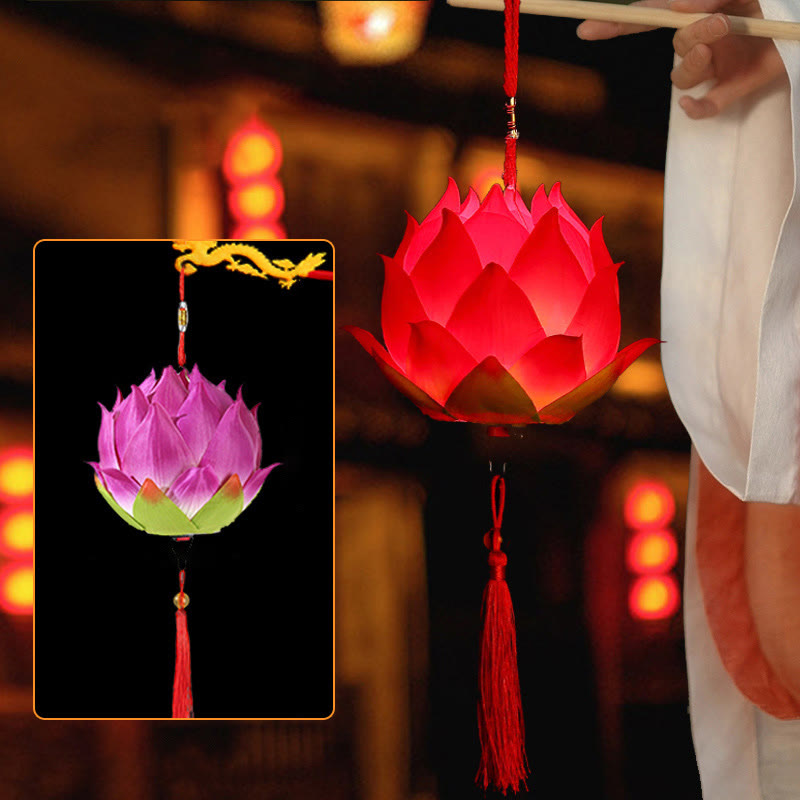 DIY Lotus Flower Dragon Lantern Tassel Lamp Decoration - Purple Lotus Lantern(Self-Assembly) - image 25