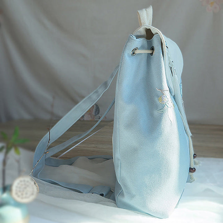 Buddha Stones Handmade Embroidered Large Capacity Canvas Backpack - image 28