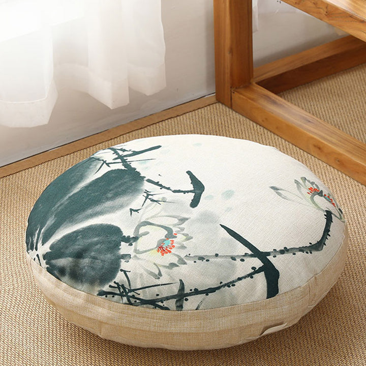 Lotus Simple Pattern Linen Meditation Seat Cushion Home Living Room Decoration - Detachable - Approx. 40cm × 10cm (slight variation possible) - Linen - image 32
