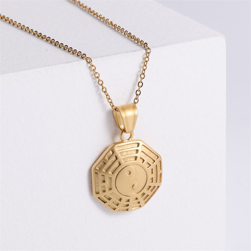 Bagua Yin Yang Titanium Steel Balance Necklace Chain Pendant - image 2