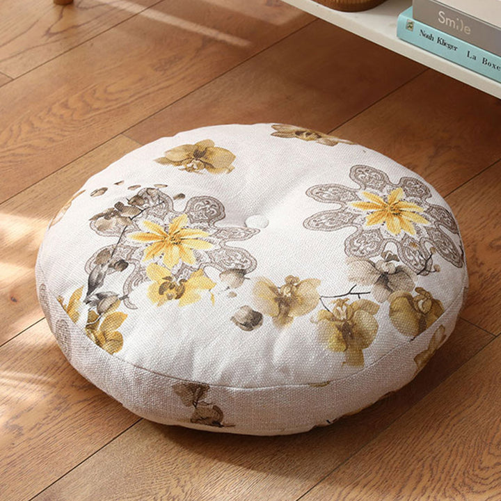 Lotus Simple Pattern Linen Meditation Seat Cushion Home Living Room Decoration - Detachable - Approx. 40cm × 10cm (slight variation possible) - MintCream - image 19