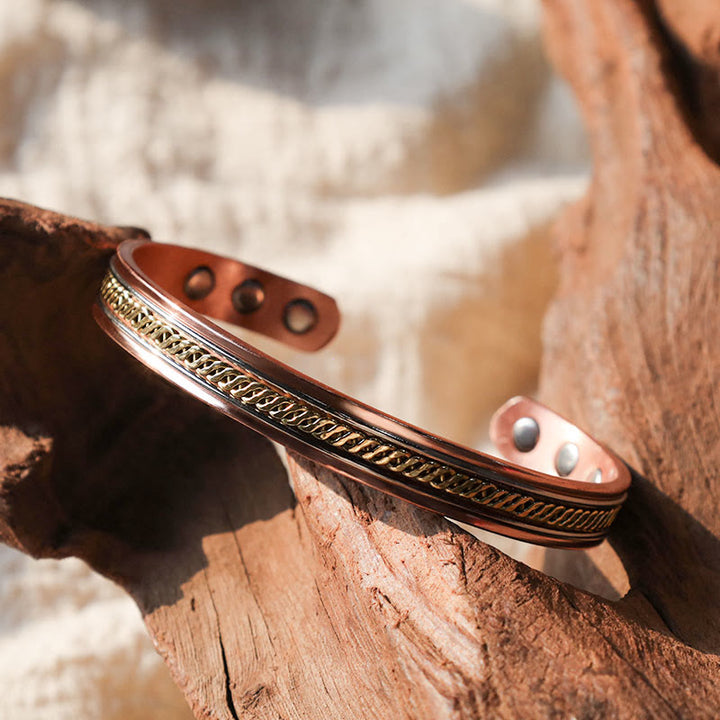 Buddha Stones Magnetic Copper Balance Adjustable Cuff Bracelet Bangle Ring - image 2