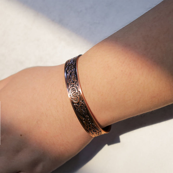 Viking Birds Magnetic Copper Adjustable Cuff Bracelet Bangle - image 4