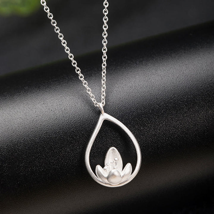 Buddha Stones 925 Sterling Silver Lotus Flower Floral Enlightenment Necklace Pendant - image 6