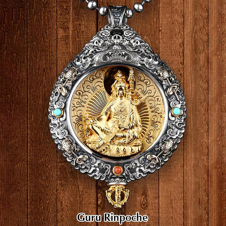 Buddha Stones Chinese Zodiac Natal Buddha Thangka Nine Palaces Eight Diagrams Wealth Rotatable Necklace Pendant - Guru Rinpoche - image 12