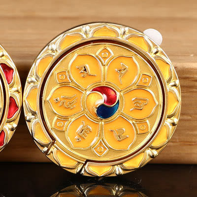 Tibetan Om Mani Padme Hum Peace Phone Ring Bracket Universal Phone Holder Decorations - Yellow Six-Character Mantra - image 20