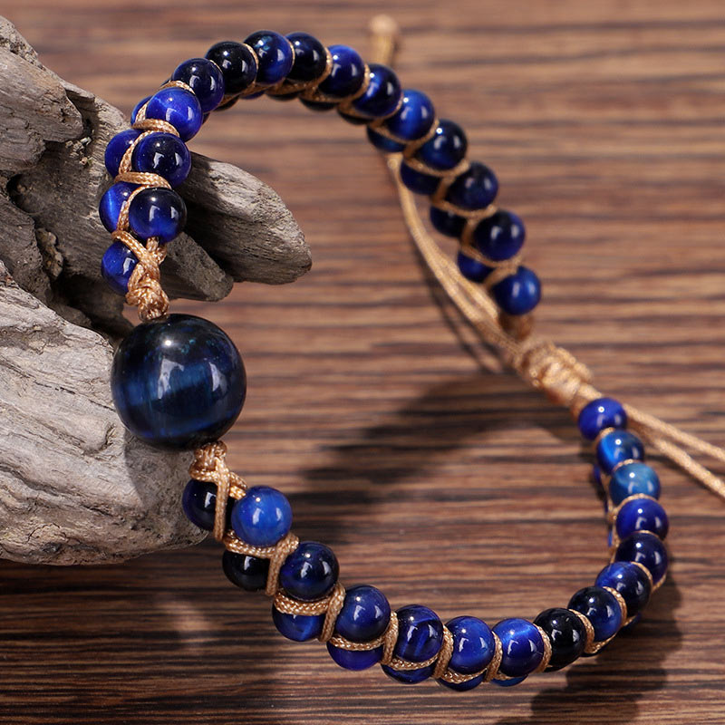 Buddha Stones Divine Blue Tiger Eye Stone Protection Bracelet