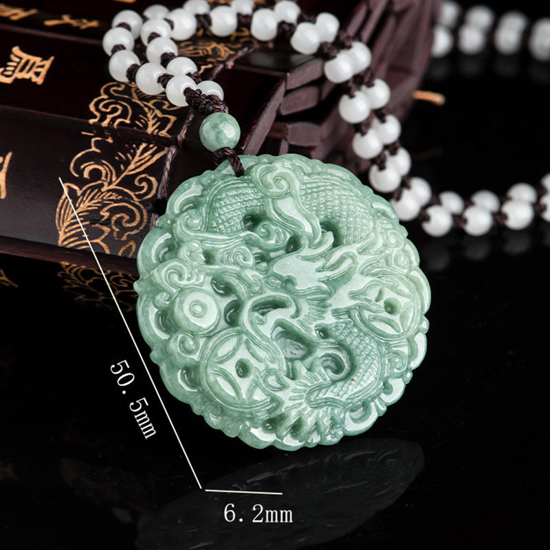 Buddha Stones Chinese Zodiac Dragon Jade Fortune Necklace String Pendant - image 8