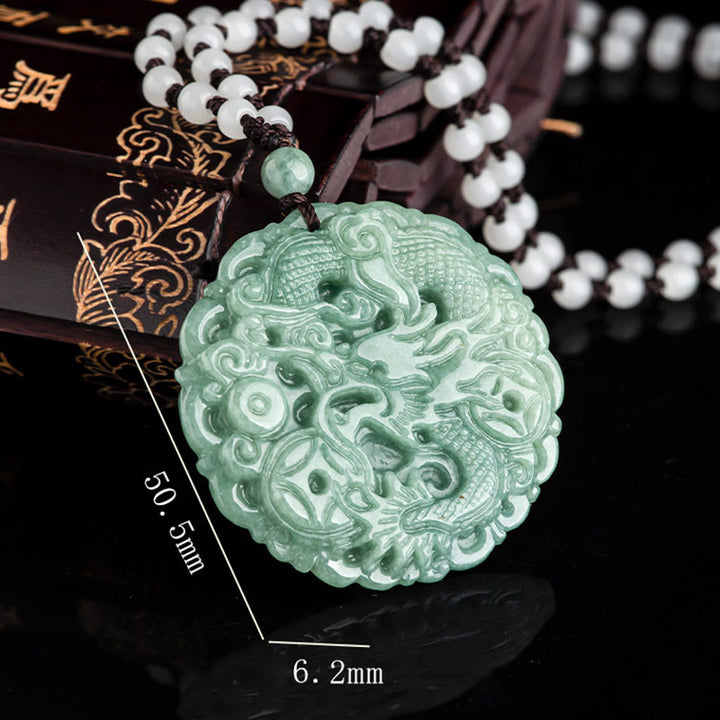Buddha Stones Chinese Zodiac Dragon Jade Fortune Necklace String Pendant - image 8
