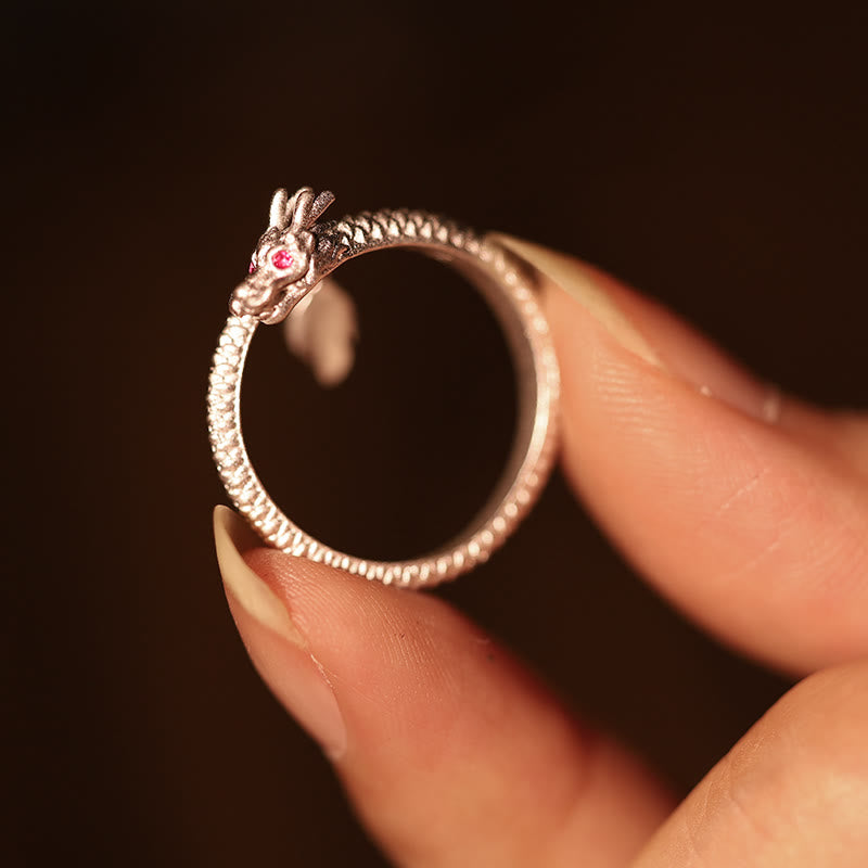 Buddha Stones 925 Sterling Silver Vintage Dragon Luck Protection Strength Adjustable Ring - image 14