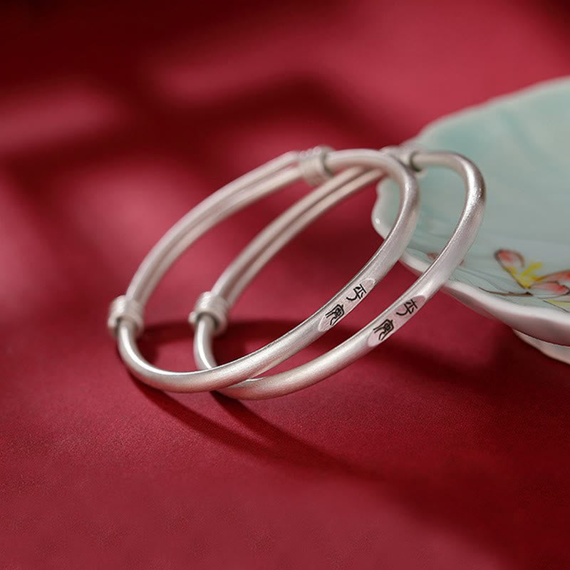 Buddha Stones 999 Sterling Silver Peace And Joy Protection Kids Child Bracelet Bangle - image 4