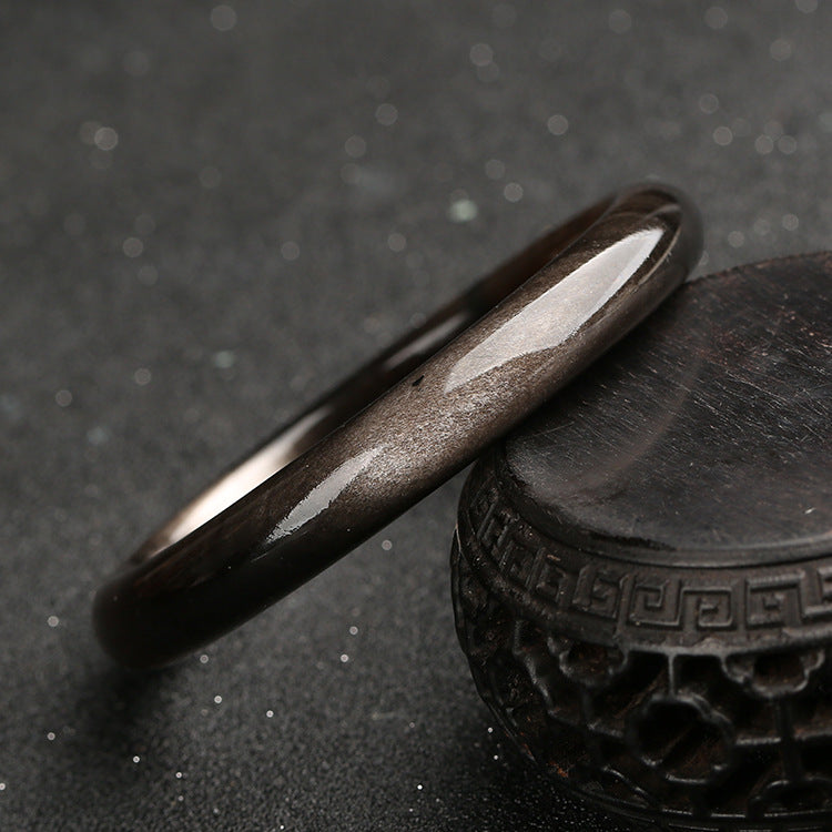 Buddha Stones Gold Sheen Obsidian Silver Sheen Obsidian Protection Bracelet Bangle - image 12