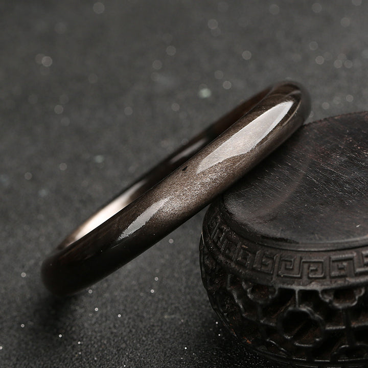 Buddha Stones Gold Sheen Obsidian Silver Sheen Obsidian Protection Bracelet Bangle - image 12